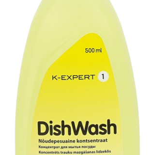 K-Expert 1 DishWash nõudepesuaine 500 ml pudelis, efektiivne rasva ja mustuse eemaldamiseks.