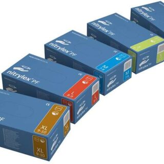 Nitriilkinnas Nitrylex PF L 8-9 sinine 100tk/pk puudrita